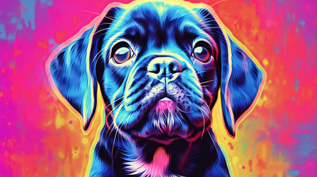 Labrador Retriever Puppy Dog Artistic Painting Illustrationの素材