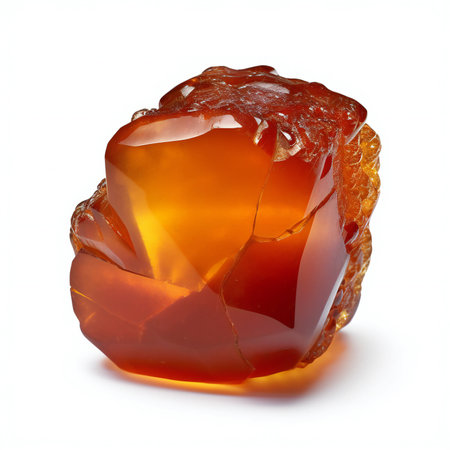 Amber crystal isolated on white background.の素材