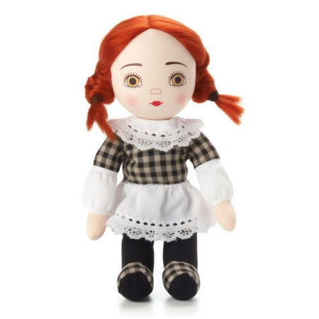 doll with red hair on a white background. Isolated.の素材