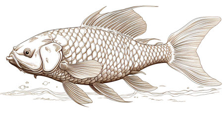 Illustration of a goldfish on a white backgroundの素材