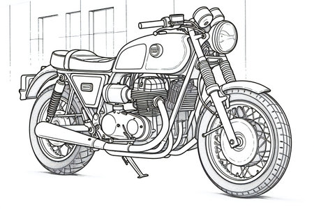Motorcycle sketch. Hand drawn illustration on a white background.の素材