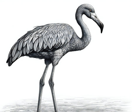 sketch of a flamingo on a white background, illustrationの素材