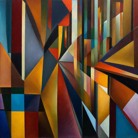 Abstract background with colorful geometric shapes.の素材