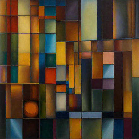 abstract colorful background with square tiles in brown, orange and yellow colorsの素材