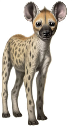 Hyena standing in front of a white backgroundの素材