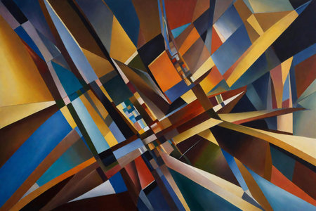 Abstract background with multicolored geometric shapes. Modern contemporary art.の素材