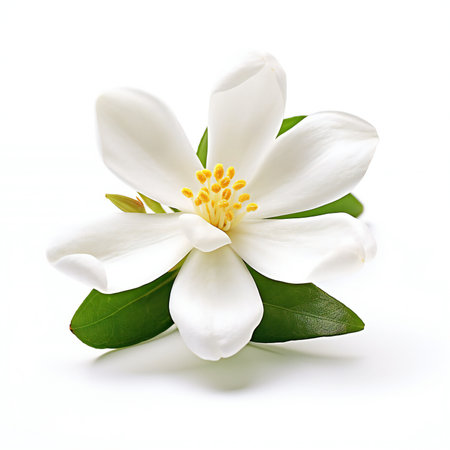 White magnolia flower on white background.の素材