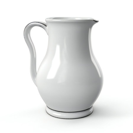 White ceramic jug isolated on white background.の素材