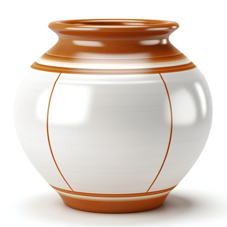 Clay vase isolated on white background.の素材