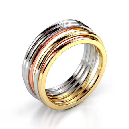 Wedding rings on a white background.の素材