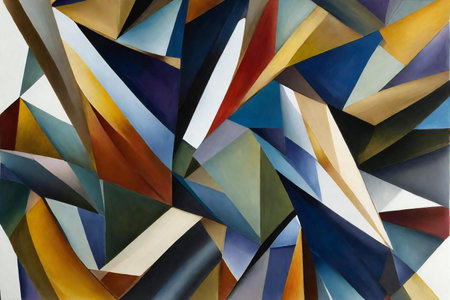 abstract background with geometric shapes in blue, yellow and brown colorsの素材