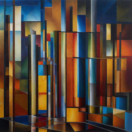 abstract background of geometric shapes in the style of stained-glassの素材