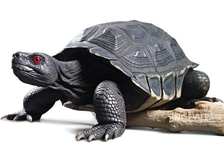 African spurred tortoise, Geochelone sulcata, in front of white backgroundの素材