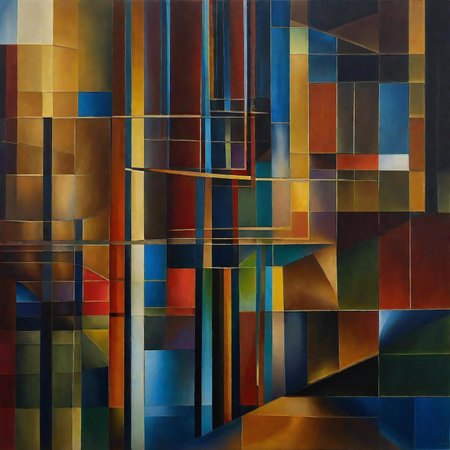 Colorful abstract background with geometrical elements. Digital painting.の素材