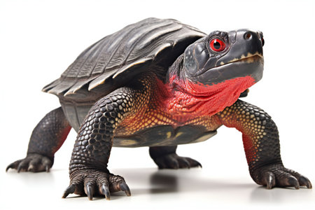 turtle isolated on white background. closeup of a toy turtleの素材