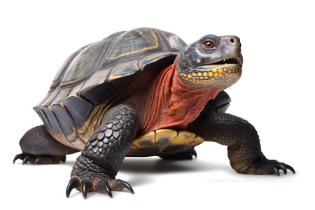 turtle isolated on white background, full depth of fieldの素材