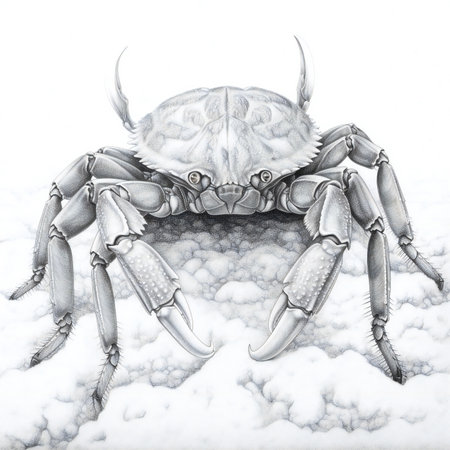 Crab on white background. Realistic illustration of animal.の素材