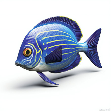 Blue fish isolated on white background.の素材