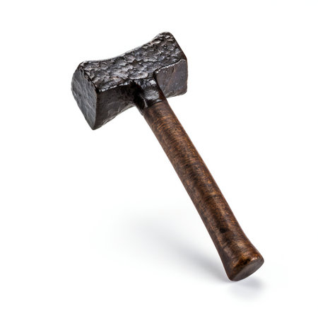 Old rusty axe isolated on white background.の素材
