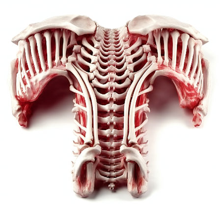 Human skeleton anatomy isolated on a white background.の素材