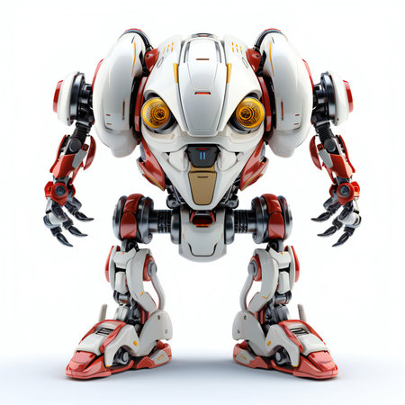 a robot isolated on a white background with shadowの素材