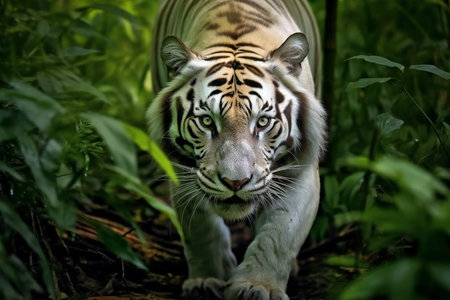 Portrait of a tiger in the forest. Tiger in natural habitat.の素材