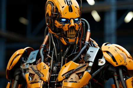 Close-up of robot in the exhibition at Bangkok International Automobile Salon, Thailand.の素材