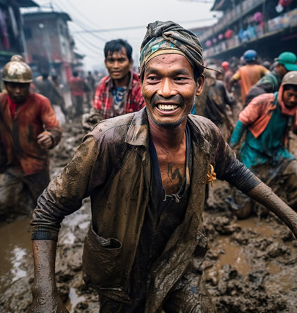 Unidentified Nepali people on the streetの素材