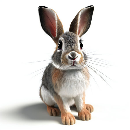 a cute rabbit isolated on a white background.の素材