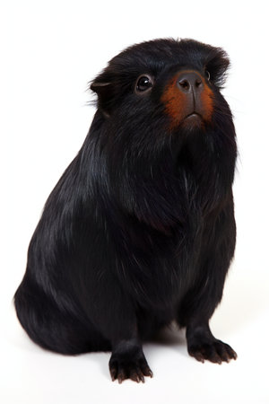Portrait of a black guinea pig isolated on a white backgroundの素材