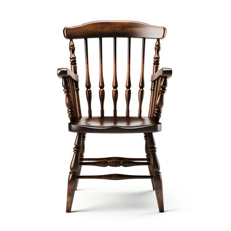 Classic wooden chair isolated on white background.の素材