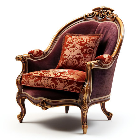 Classic armchair with pillows isolated on white background.の素材