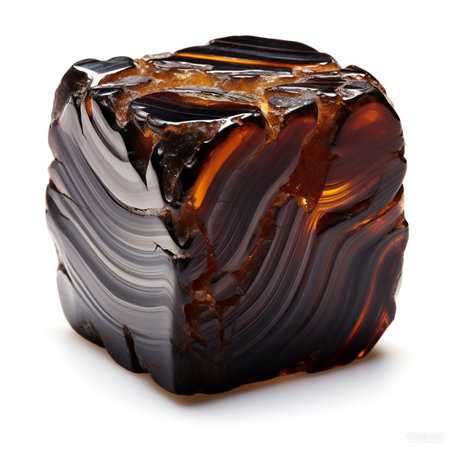 close up of  a piece of chocolate on white backgroundの素材