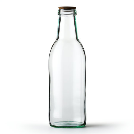 Empty glass bottle isolated on white background.の素材