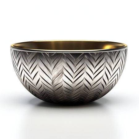 Metal bowl isolated on white background.の素材