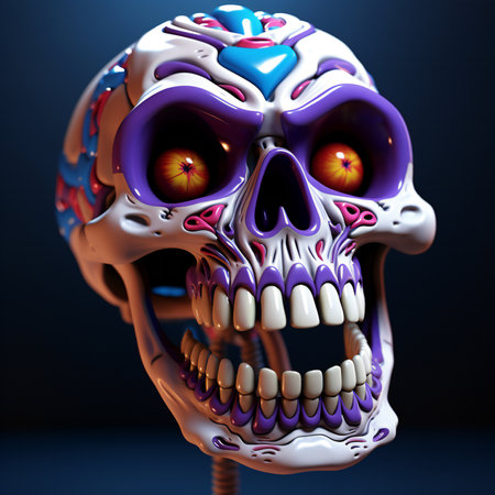illustration of a human skull with eyes and mouth. Halloween conceptの素材