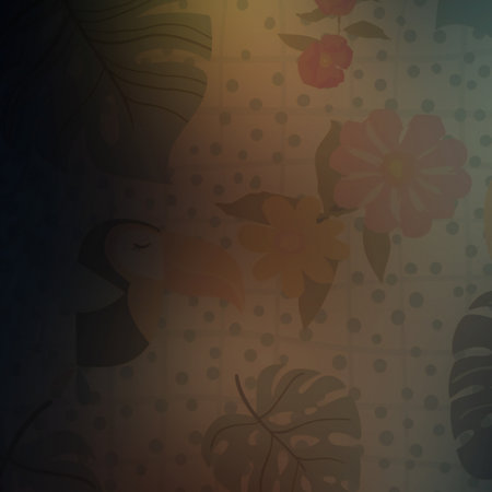Vintage floral background with tropical leaves and flowers.の写真素材