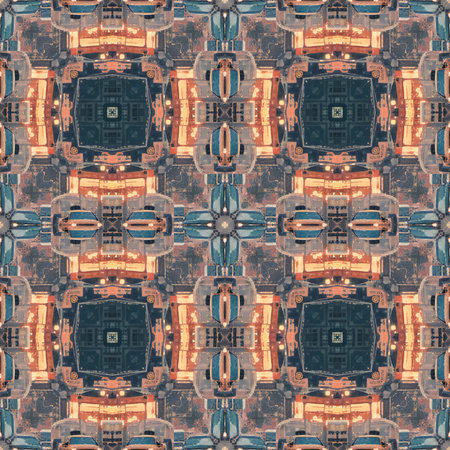 Seamless background pattern. Abstract kaleidoscope fabric design textureの写真素材