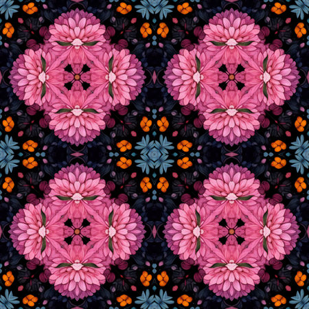 Kaleidoscope of color with beautiful ornament. Seamless pattern.の写真素材