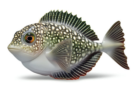 Cichlid fish isolated on white backgroundの素材