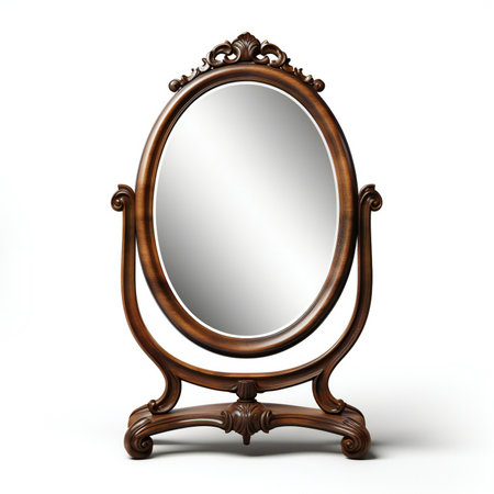 Antique mirror isolated on white background.の素材