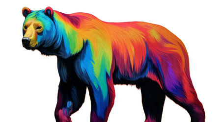 Colorful bear isolated on white background.の素材