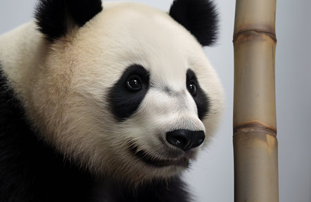 A giant panda in the zoo, close-up portrait.の素材