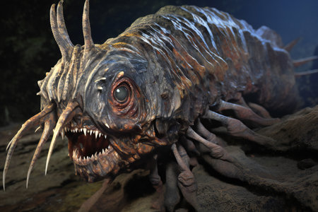 Fossilized fish in the sea.の素材