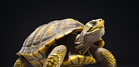turtle isolated on black background.の素材