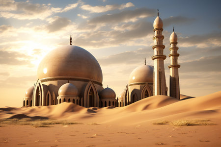Beautiful mosque in the desert, Abu Dhabi, United Arab Emiratesの素材