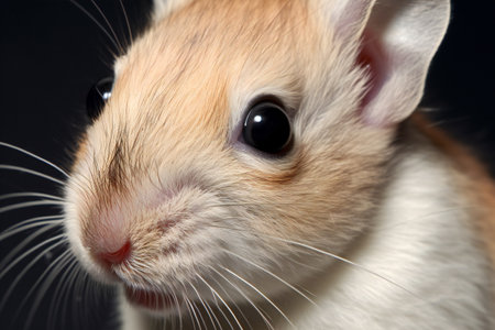 Portrait of a dwarf hamster on a black background close upの素材