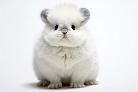 White hamster on a white background. Close-up. Isolated.の素材