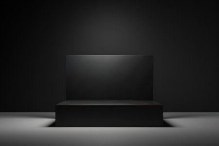 Black podium on dark background. Mock up,の素材