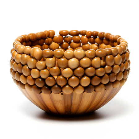 Wooden bowl isolated on white background.の素材